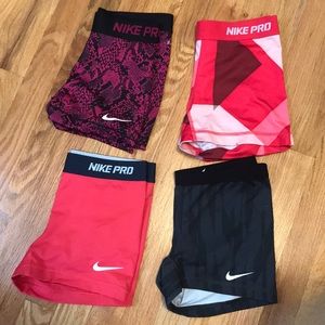 4 Pairs Bundled Nike Pro Spandex